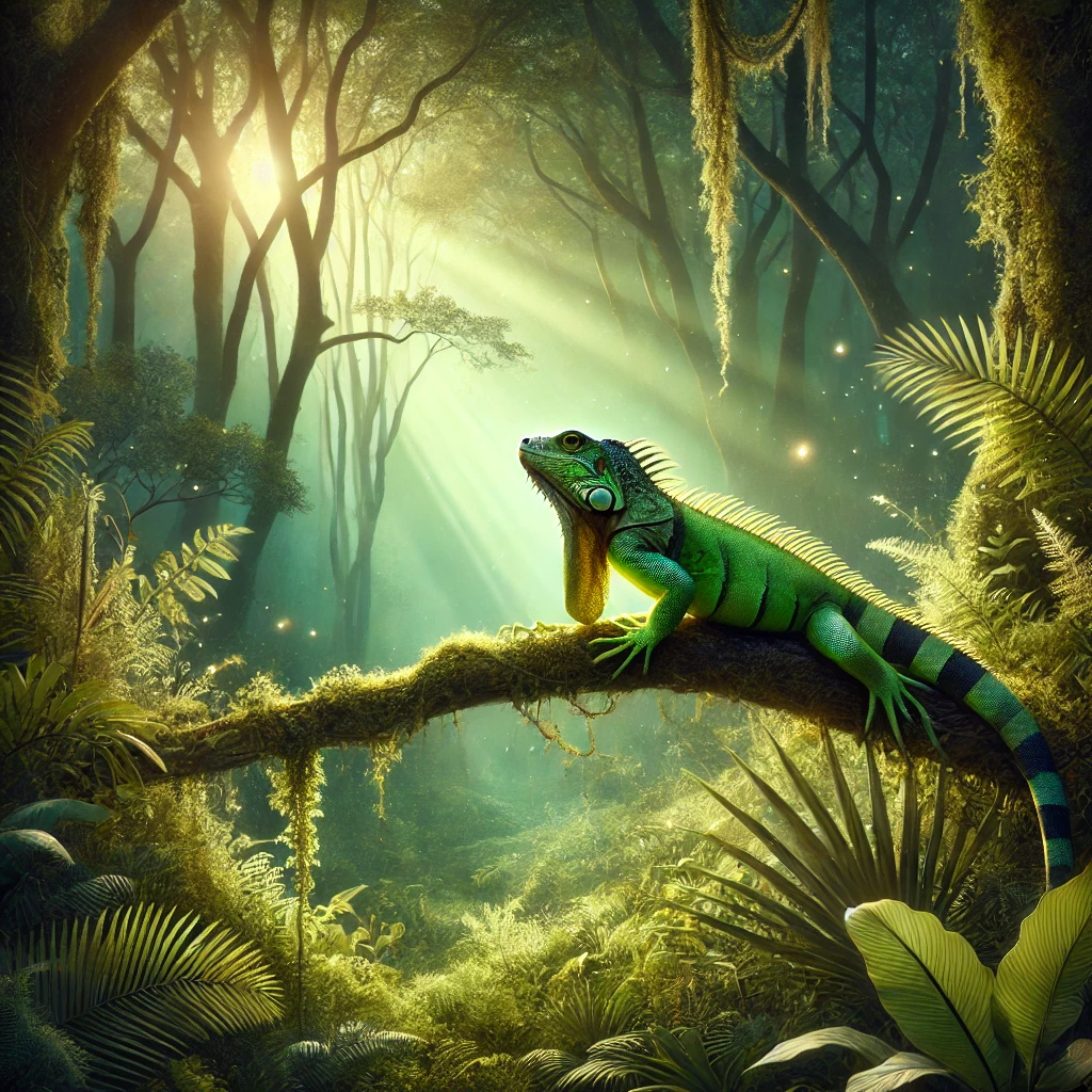 Dream about an iguana in a serene forest